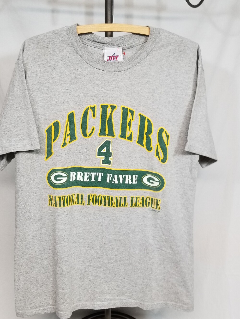 VTG Green Bay Packers Joy Athletic Mens Large Gray Dual Side Graphic Print Tee